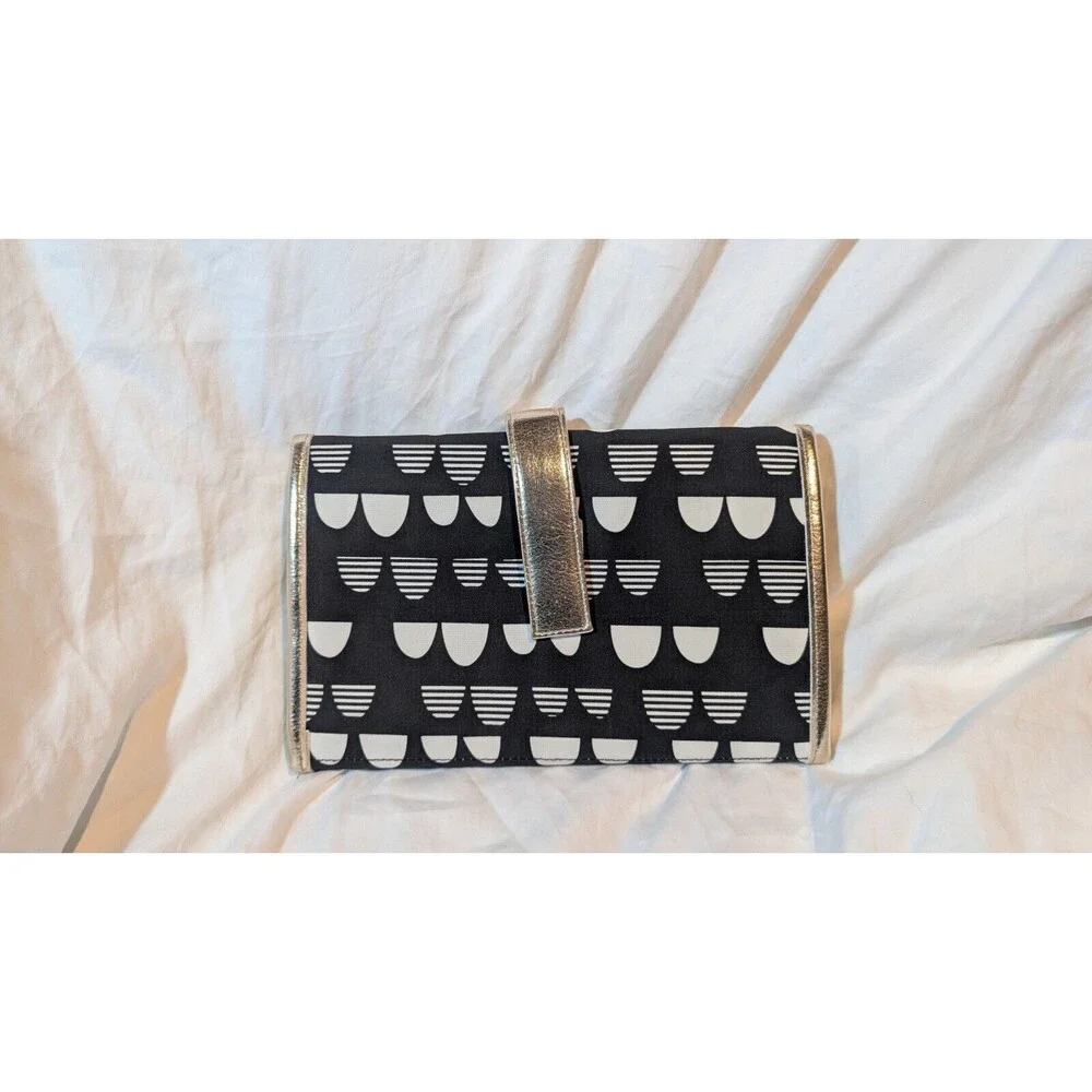 Cloud Island Travel Baby Diaper Changing Pad Clutch, Black Gold White